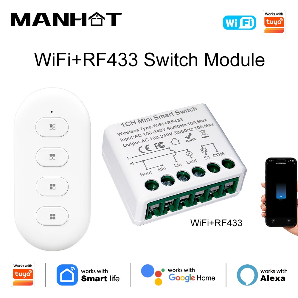Diy Home Automation Controller - Tuya WIFI 10A slimme lichtschakelaars RF433