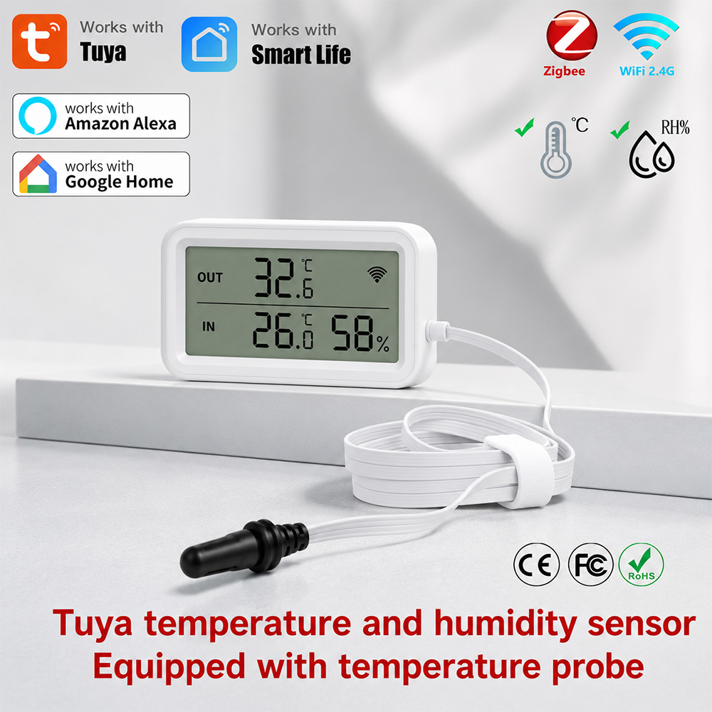 Temperature Humidity Sensor - Externe sonde temperatuur-vochtigheidssensor Tuya WiFi Zigbee