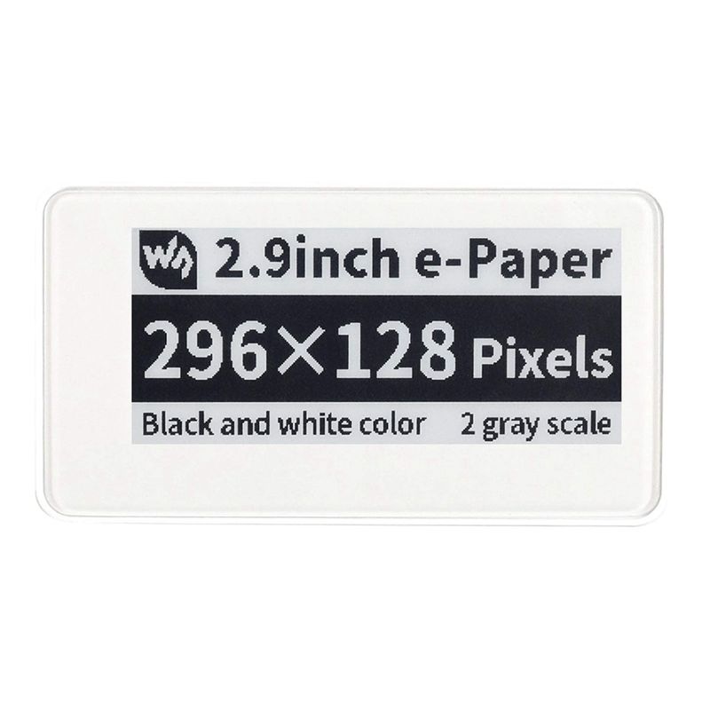 Display Epaper 2.9 - Waveshare 2,9 inch draadloos aangedreven Epaper