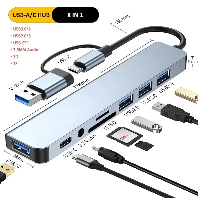 Home Assistant Sd - Type-C Hub USB Splitter 8-in-1 USB