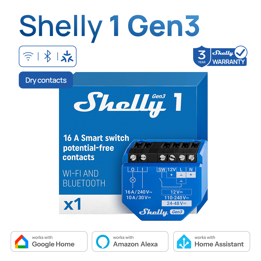 Shelly 1 Gen3 Droge Contact Sm - Shelly Relay Module recensie en prijs