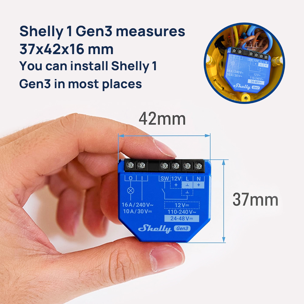 Shelly 1 Gen3 Droge Contact Sm - Shelly Relay Module recensie en prijs